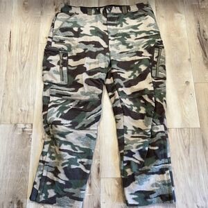 Scheels Outfitters Wool Pants Mens 2XL Green Camo Fleece Lined Hunting Cargo